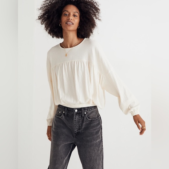 Tops - Madewell NG553 Knit Lightspun Ruched Long-Sleeve Top, XXS